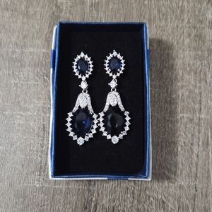 Sophisticated Sapphire Blue and Silver Earrings